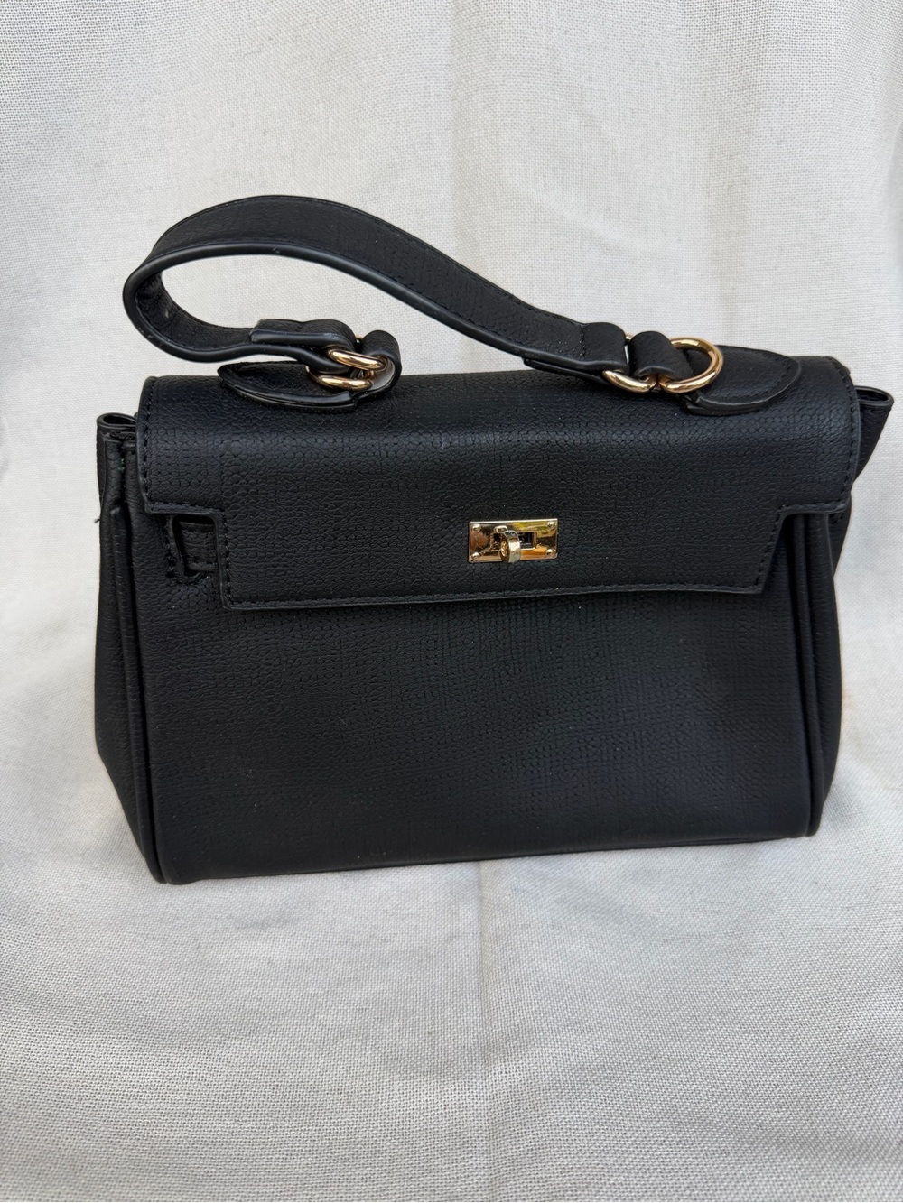 Women's Black Top-Handle Handbag with Gold Hardware